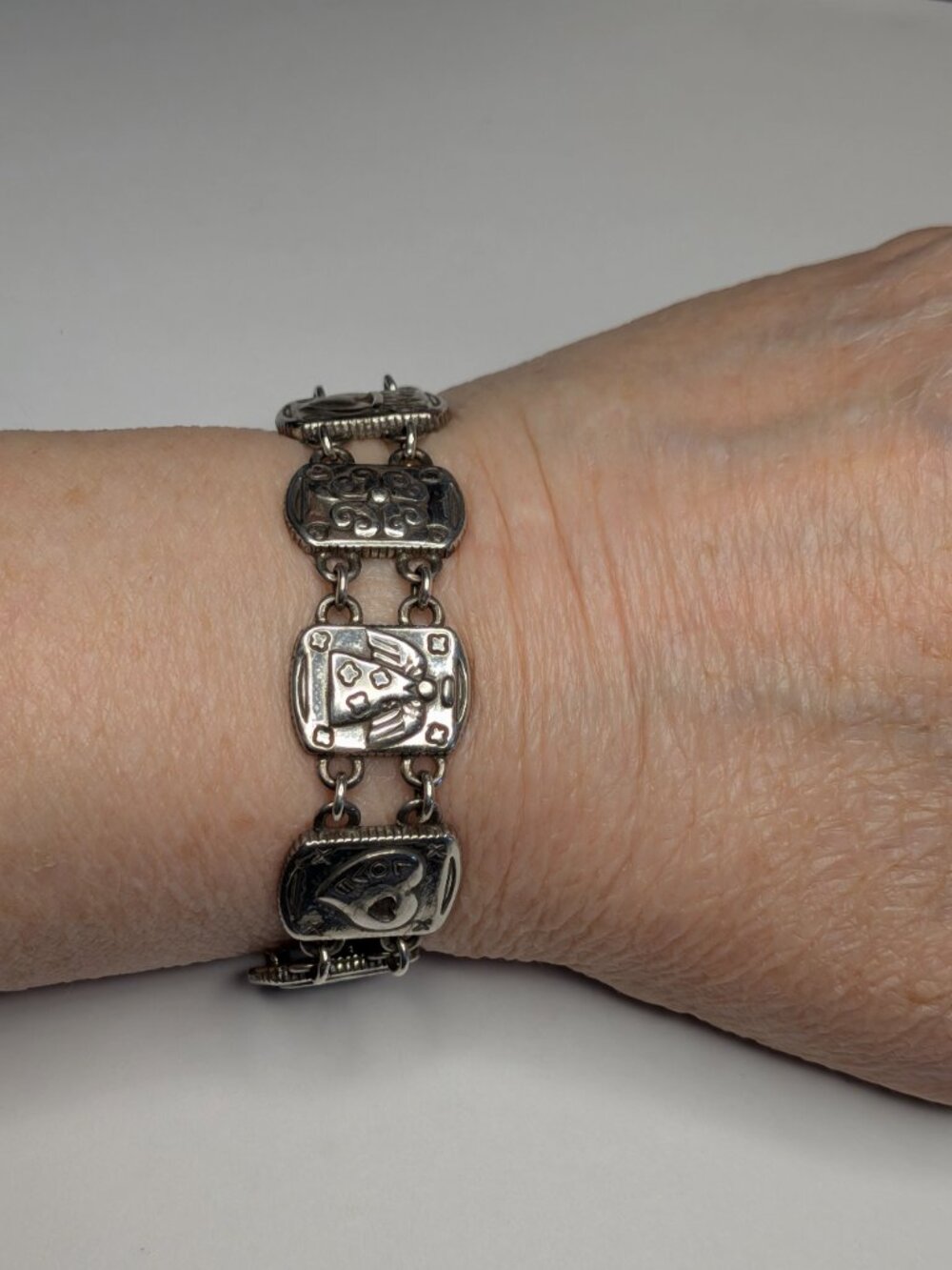 Vintage Brighton‑Inspired Inspirational Tile Link Bracelet – Toggle Clasp, 7"